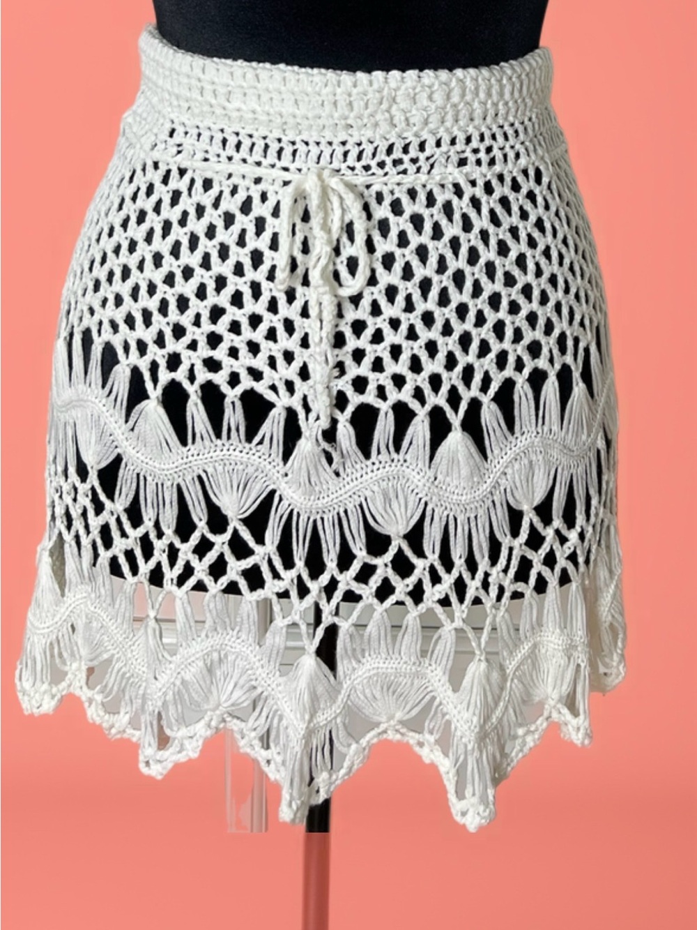 White Crochet Mini Skirt
